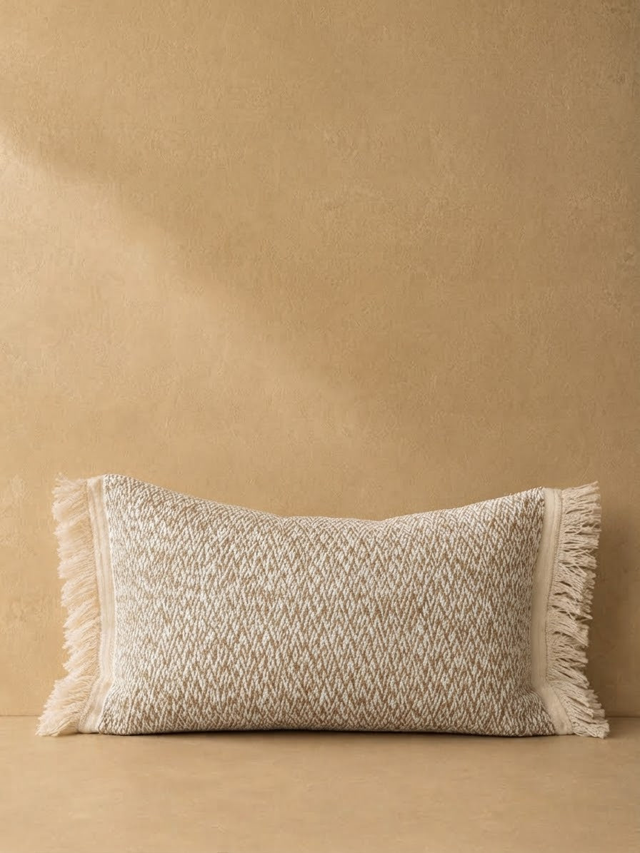 Bomull putetrekk med frynser — Beige