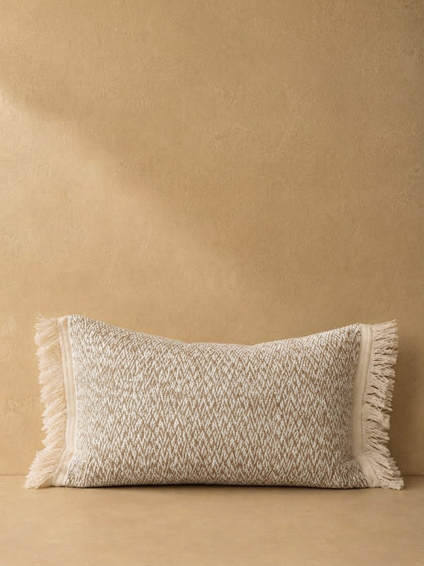Bomull putetrekk med frynser — Beige